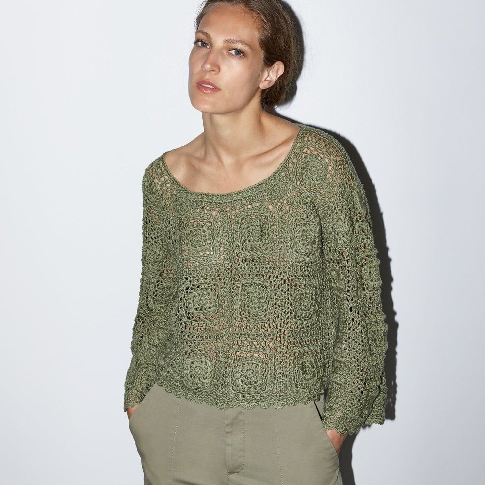 NWT | Zara - CROCHET KNIT SWEATER | US M